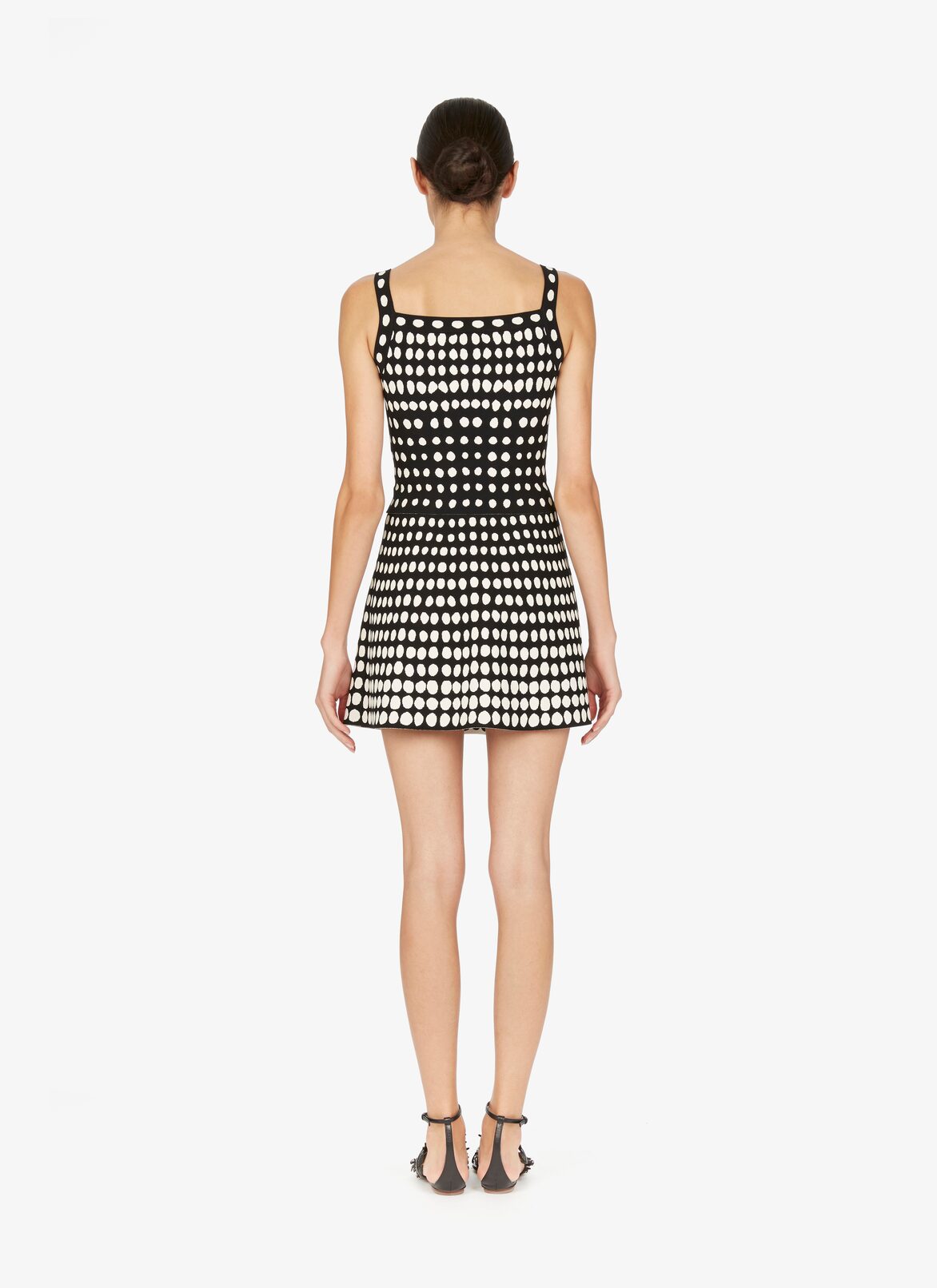 Mesh Trapeze Mini Skirt ALAÏA BLACK/WHITE MESH TRAPEZE MINI SKIRT